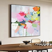 economico Quadri astratti-dipinto a olio dipinto a mano con puntini colorati, dipinto a olio su tela, dipinto astratto moderno strutturato, arte murale fatta a mano, dipinto floreale 3d, arte contemporanea, grande arte murale,