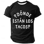 זול חולצות מצחיקות לגברים-&quot;¿Dónde Están Los Tacos?&quot; חולצת טי גברים מצחיקה - חולצת טי אדומה קצרה