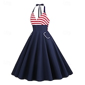  Dia da Independência 250º Aniversário EUA Anos 50 Vestido de uma linha Vestido swing Nadador Bandeira dos EUA Fantasia Mulheres Baile de Máscaras 4 de julho Dia da Independência Casual / Diário Festa