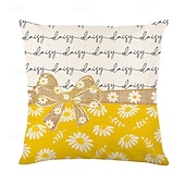 baratos estilo floral e plantas-Capas de Almofadas Decorativas para Sofá com Margaridas de Verão 4PC Capa de Almofada Quadrada Macia para Quarto Sala de Estar Sofá Cadeira