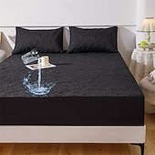 abordables Parures de draps-Protector de matelas imperméable Matelas matelassé Housse de matelas ajustée Protéger le lit Housse de lit épaisse Antidérapante Draps ajustés avec poche profonde Silencieux Hypoallergénique