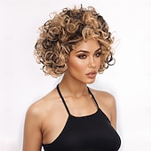 cheap Synthetic Trendy Wigs-Synthetic Wig Loose Curl Water Wave Asymmetrical With Bangs Machine Made Wig 10 inch A1 Synthetic Hair Women&#039;s Classic Comfortable Highlighted / Balayage Hair Blonde