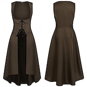 ieftine Rochie-Medieval Renascentist Rochie de Cocktail Costum Cosplay Rochie de bal Viching Outlander Pentru femei Celtic Pirat Steampunk Mascaradă LARP Ren Faire Festival Adulți Rochie
