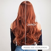 abordables Perruques Synthétiques Sans Bonnet-Perruque Synthétique Ondulé Ondulation profonde Coupe dégradée Frange Droite Fabriqué à la Machine Perruque 26 pouces A1 Cheveux synthétiques Femmes Classique Confortable Cheveux Mèches / Balayage