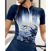 abordables Maillots de mujer-Mujer Maillot de Ciclismo Graphic Degradado Flores Botánica Manga Corta Bicicleta Maillot Camiseta con 3 bolsillos traseros Filtro Solar Resistente a los rayos UV Secado rápido Bandas Reflectantes