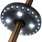 baratos Luzes de trabalho-Luz de guarda-chuva de pátio com 3 modos de brilho, sem fio, 28 luzes LED - 4 pilhas AA operadas, luz de poste de guarda-chuva para guarda-sóis de pátio, barracas de acampamento ou uso interno