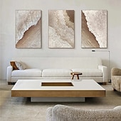 preiswerte Abstrakte Gemälde-Ölgemälde handgemalt abstrakte Ölgemälde Wandkunst 3er Set beige abstrakte Malerei auf Leinwand beige Textur Gemälde Wandkunst neutrale abstrakte Malerei Wandkunst Wanddekoration