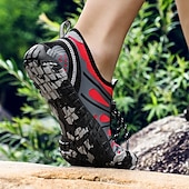 preiswerte Sneaker für Herren-Herren Sneaker Barfußschuhe Upstream-Schuhe Canyoning PU Leder Netz Bequem Rutschfest Atmungsaktiv Schnürung Rot + Grau Blau Grau Sommer Frühling