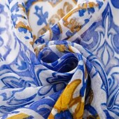 abordables Mangas &amp; Bufanda-Bufanda con estampado bohemio azul, 100 % poliéster, transpirable. &amp;Chal de playa decorativo, resistente al sol, con flecos, estilo bohemio inelástico, lavable a mano - sin plumas