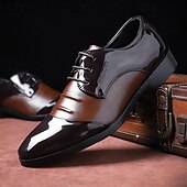 baratos Formal-sapatos oxford masculinos de couro envernizado preto e marrom – sapatos elegantes para banquetes e bailes de formatura para eventos formais