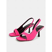 abordables Sandales de Vacances-Escarpins à bride arrière rose vif pour femmes – sandales à bout ouvert audacieuses pour des rendez-vous décontractés et séduisants