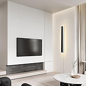 baratos Candeeiros de Parede de interior-Luminária de parede moderna com plugue, à prova d'água, de 30 a 120 cm, em acrílico preto fosco, com LED, para uso externo, cabo de 1,5 m com plugue e abertura para instalação interna. Ideal para sala de estar, banheiro, maquiagem e corredor.