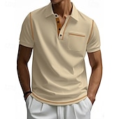 baratos Polo Clássico Masculino-Homens Camisa de golfe Camisas Polos de Golfe Trabalho Casual Lapela Manga Curta Básico Moderno Bloco de cor Patchwork Botões Verão Normal Preto Branco Vinho Azul Marinha cáqui Verde Tropa Camisa de