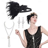 olcso Kiegészítők és még sok más-1920-as évek A nagy Gatsby Flapper fejpánt Gyöngyös karkötő Fülbevaló A nagy Gatsby Toll Retro Csillogó glitter Kristály / Strassz Női Farsang Valentin nap Álarcos mulatság Party estélyi viselet