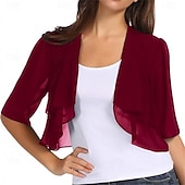 levne zábaly svatebních hostů-Ženský wrap elegantní ochrana proti slunci krátký rukáv chiffon svatební wrapy s čistou barvou pro svatbu v létě