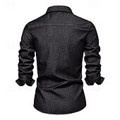 preiswerte Freizeithemden für Herren-Herren Hemd Sommerhemd Freizeithemd Strandhemd Knopfhemd Schwarz Dunkelblau Leicht Blau Langarm Einfach Revers Urlaub Hawaiianisch Tasche Bekleidung 100% Baumwolle Mode Lässig Bequem