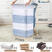 abordables Bolsa de Ropa &amp; Funda-Bolsas de almacenamiento al vacío, paquete de 4, bolsas grandes de sellado al vacío en forma de cubo jumbo para ropa de cama, edredones, mantas, ropa, ahorro de espacio en el armario, transparentes