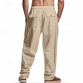 economico Classico-Per uomo Pantaloni di Lino Pantaloni Pantaloni Estivi Pantaloni da Spiaggia Tasca Coulisse Elastico in vita Semplice Comodità Traspirante Vacanza Quotidiano Ferie Hawaiano Boho Nero Bianco