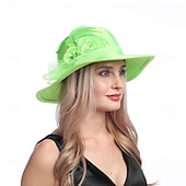 billige Partyhatter-Hatter Organza Solhatt Ferie Te Fest Hesteveddeløp Cocktail Elegant Vintage Søt Med Blomster Hodepryd Hodeplagg