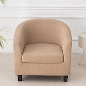cheap Armchair Cover &amp; Armless Chair Cover-2 Piece Club Chair Slipcover Stretch Barrel Chair Covers Solid Tub Chair Slipcovers Soft Armchair Covers Removable Furniture Protector Arm Chair Cover for Living Room