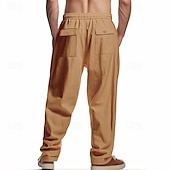 economico Classico-Per uomo Pantaloni di Lino Pantaloni Pantaloni Estivi Pantaloni da Spiaggia Tasca Coulisse Elastico in vita Semplice Comodità Traspirante Vacanza Quotidiano Ferie Hawaiano Boho Nero Bianco