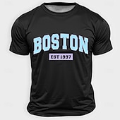 levne Pánská 3D trička-Pánské Boston Tričko Krátký rukáv tričko 3D tisk Tričkový Košile Módní Denní Základní ulice Ležérní Denní Světle modrá Černá Bílá Léto Jaro Oblečení S M L XL XXL XXXL