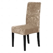 abordables Funda para silla de comedor-2 fundas elásticas de terciopelo para silla de comedor, fundas protectoras para silla con banda elástica para comedor, ceremonia de boda, banquete, decoración del hogar.