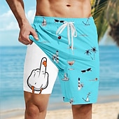 cheap Animals &amp; Birds-Men&#039;s Coconut Tree Funny Duck Lined Shorts 2 in 1 Board Shorts Swim Shorts Mid Waist Hawaiian Vacation Beach Wear Side Pockets With Compression Liner Elastic Drawstring Waist Designer Clothing Apparel