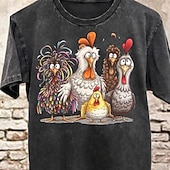 economico Magliette grafiche da uomo-Maglietta grafica divertente da uomo con pollo cartoon manica corta