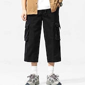 economico Classico-Per uomo Pantaloncini Cargo Capri Pantaloni capri Coulisse Elastico in vita Multi-tasche Semplice Comodità Indossabile Lunghezza al polpaccio All&#039;aperto Sport Quotidiano Moda Casual Nero Cachi