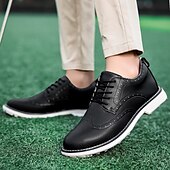 economico Scarpe da Golf da Uomo-scarpe da golf brogue bianche da uomo: resistenti sneakers in similpelle con lacci e dettagli traforati per gli appassionati di golf e sport