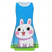 economico Comò in cartone animato 3D-ragazze&#039; 3D Coniglio Abito Senza Maniche Estate Primavera Vacanza Quotidiano Ferie Principessa Bello Dolce Bambini 4-12 Anni Vestito Casual Abito a trapezio Lunghezza al ginocchio Vestibilità regolare