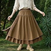 cheap Bottoms-Retro Vintage Medieval Skirt Women&#039;s Masquerade Casual Daily Adults&#039; Skirt