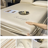 abordables Parures de draps-Ensemble de drap en soie glacée drap de lit simple housse de lit d&#039;été trois pièces protection complète du matelas housse de poussière