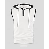 abordables Camisetas sin mangas de gimnasio-Hombre Camiseta sin mangas Top Camisetas Interiores Camisa sin mangas Sin Mangas Con Capucha Verano Bloque de color Moda Design Básico Retazos Vacaciones Calle Noche Negro Blanco Rojo Camiseta