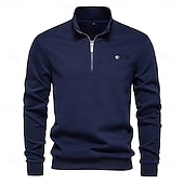 abordables Hoodies et sweatshirts élite pour hommes-Homme Sweat à capuche quart zippé Noir Blanche bleu marine Gris Demi-zip Uni Polyester Occasionnel Athlétique Vêtement Tenue Pulls Capuche Pulls molletonnés manche longue