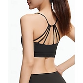 abordables Sujetadores deportivos &amp; chalecos-Mujer Buena parte superior Correa de espagueti Sujetador superior Tiras posteriores Confortable Transpirable Malla Bloque de color Deporte Ropa de Deporte Negro Blanco Yoga Aptitud física Casual