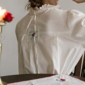 olcso Felsők-Retró Középkori Reneszánsz Blúz / Ing Fodrozott Női Vakáció Alkalmi / Napi Felnőttek Blúz Tavaszi nyár