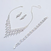 abordables Parures de Bijoux-Ensembles de bijoux de mariée 1 ensemble en alliage de diamant imitation 1 bracelet boucles d&#039;oreilles collier ensemble de bijoux élégants pour femmes pour mariage invité de mariage fête tenue de
