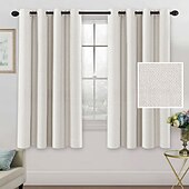 olcso Függönyök és drapériák-Linen tiszta fehér függöny kevert függöny panel készlet blackout len függönyök hálószobába 2 paneles szett 52x84 hüvelyk