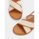 abordables Sandales de Vacances-Sandales plates à brides croisées tissées pour femmes – sandales bohèmes décontractées pour les promenades estivales et les rendez-vous romantiques en journée