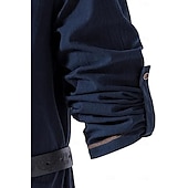 baratos Tops-Medieval Renascentista Século XVII Comprimento Médio Blusa / Camisa Traje Cosplay Feira Ren Cavalheiro Viking cavaleiro celta Com Cordão Côr Sólida Homens Pirata Dia Das Bruxas Baile de Máscaras