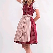 olcso Dirndl-Oktoberfest Ruhák Dirndl Trachtenkleader Októberi fesztivál bajor Wiesn Meadows Női Hagyományos stílusú ruha Ruha Kötény Blúz nélkül