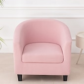 cheap Armchair Cover &amp; Armless Chair Cover-2 Piece Club Chair Slipcover Stretch Barrel Chair Covers Solid Tub Chair Slipcovers Soft Armchair Covers Removable Furniture Protector Arm Chair Cover for Living Room