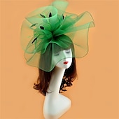 abordables Fascinateurs-Coiffe Tulle Chapeau Fedora Mariage Anniversaire Soirée Fête du thé Course de Chevaux Élégant ancien Mignon Avec Plume Casque Couvre-chef