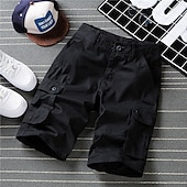 billiga Klassisk-Herr Cargo-shorts Shorts Sommarshorts Flera fickor Flikficka Slät Komfort Bärbar Knelängd Utomhus Sport Dagligen Mode Ledigt Svart Kaki