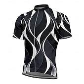 olcso Férfi mezek-Férfi Biciklis ruházat Grafika Mértani Geometriai Rövid ujjú Kerékpár Póló Dzsörzé Felsők 3 hátsó zsebbel UV ellenálló Gyors szárítás Cipzár Fényvisszaverő csíkok Sport Fekete Fehér Kék Ruházat