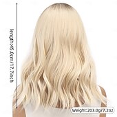 ieftine Peruci Sintetice Trendy-Peruci Sintetice Ondulat Buclat în Profunzime Partea centrală Despărțire profundă Realizat la mașină Perucă 18 inch A1 Păr Sintetic Pentru femei Partea Mijlocie Clasic Gradient de culoare Blond