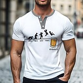 Men's Funny T Shirt Henley Shirt Short Sleeve Designer Casual Street Casual Daily Summer Spring White Henley Henley T-Shirt3