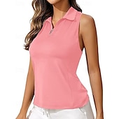 cheap Women&#039;s Shirt-US Open Women&#039;s Workout Tank Top Sport Shirt Sports Tank Top Tank Top Sleeveless Zipper Quick Dry Tennis Golf Pickleball Zip Collar Solid Colored Tank Back Black White Pink Spandex Tennis Clothing